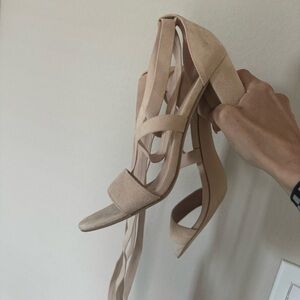 Strappy suede heels